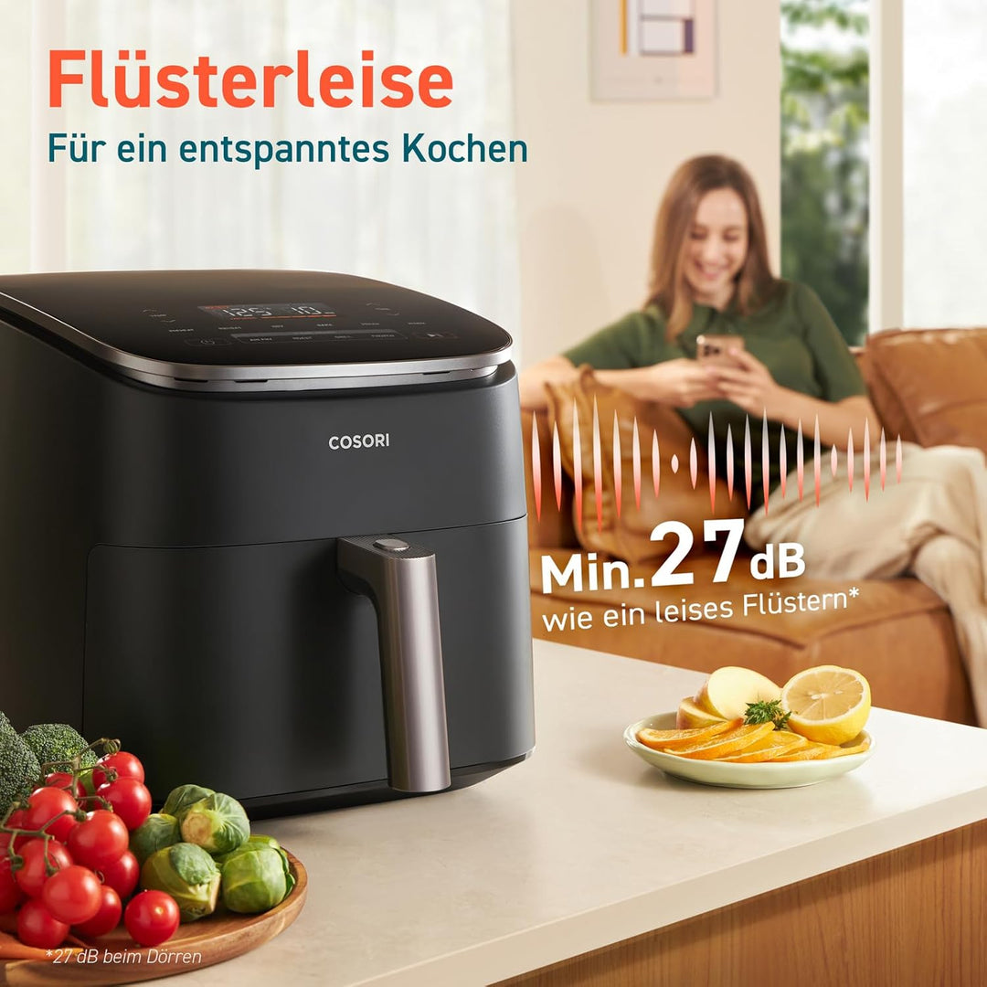 Cosori Turboblaze Heissluftfritteuse Airfryer, 9-in-1 Air Fryer XXL 6L, leiser DC Motor mit 5 Geschw