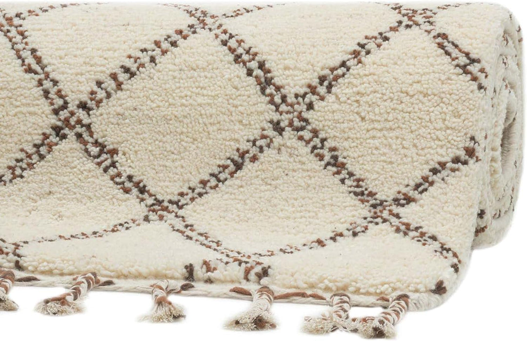 Original marokkanischer Berber Teppich aus 100% nachhaltiger Schurwolle (Wollsiegel); handgeknüpft,