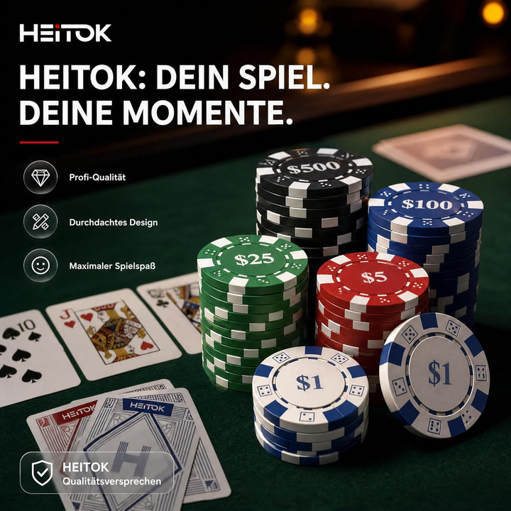 Pokerchips-Set mit Wertangaben, 500 Stück, 11,5 Gramm, nummerierte Chips mit Aluminiumkoffer, von $1