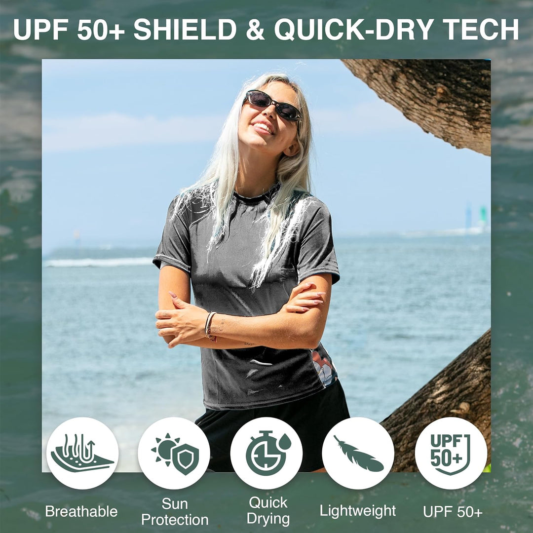 Kanu Surf Breeze Damen Rashguard & Workout Top mit LSF 50+, kurzärmelig M Darren Holzkohle, M Darren