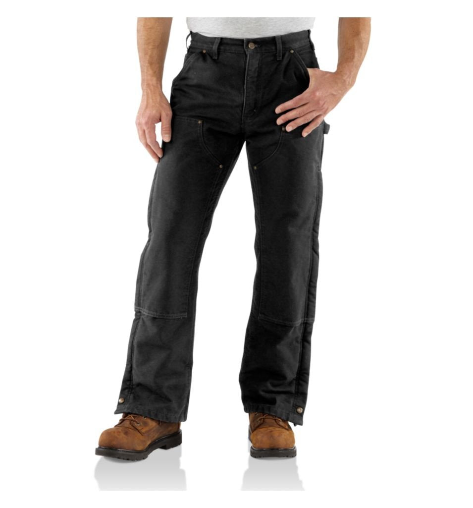 Carhartt Herren-Arbeitshose mit doppelter Vorderseite, lockere Passform, Washed Duck L Schwarz, L Sc