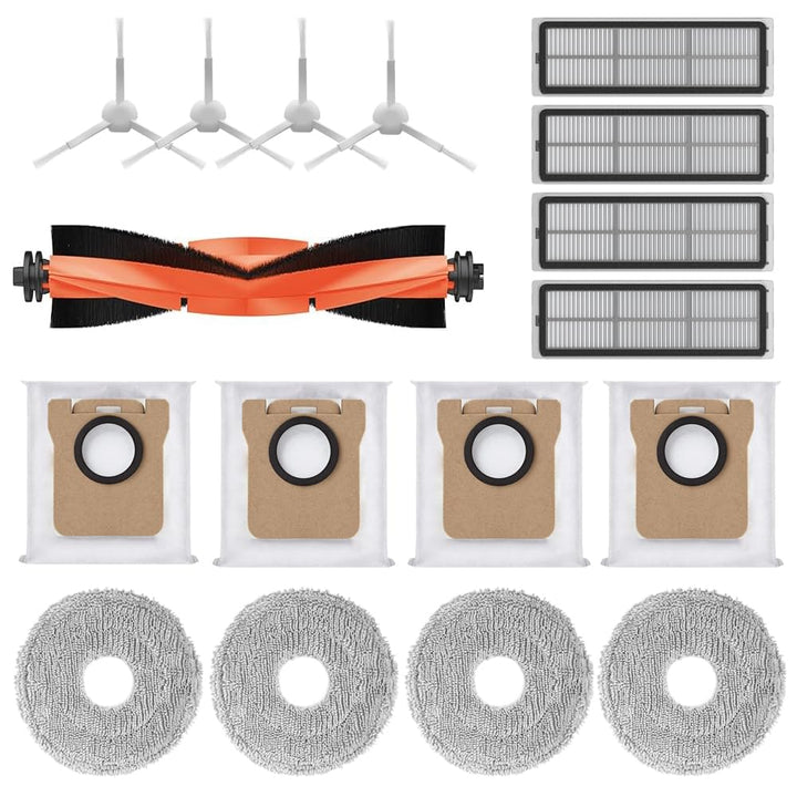Geoviizon Zubehör für Xiaomi Robot Vacuum X10+,X20+ Saugroboter,1 Hauptbürste 4 Staubbeutel 4 Wischt
