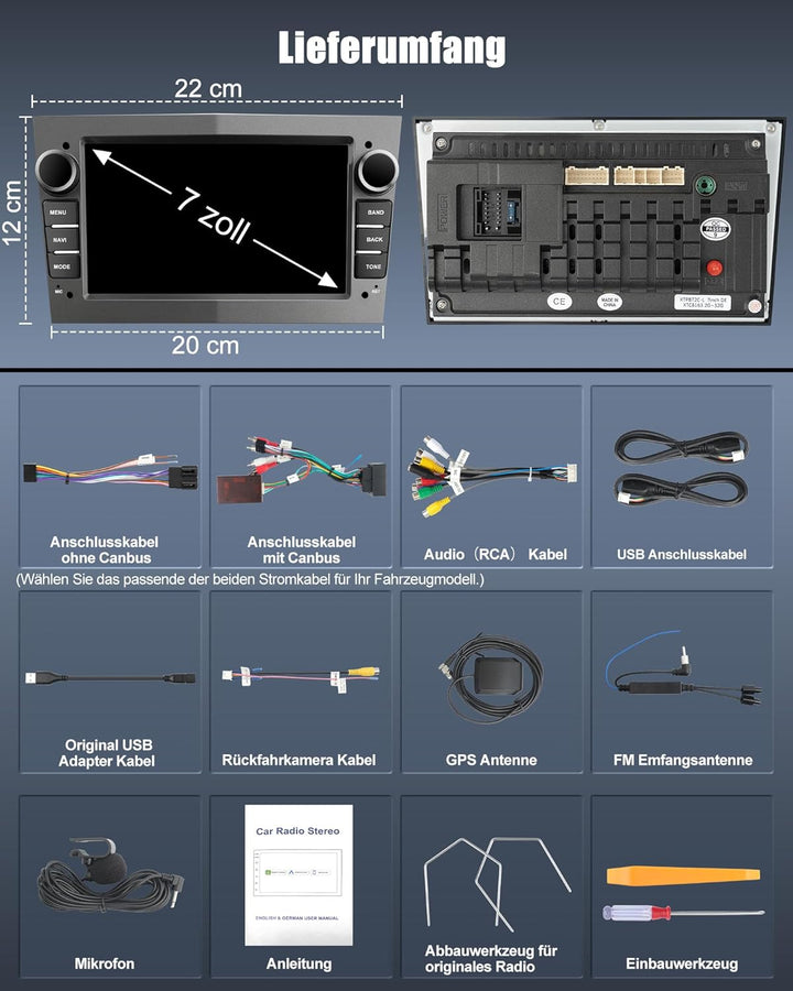 Bluetooth Autoradio mit Bildschirm für Opel Corsa d, Astra j&h, Insignia, Vivaro, Zafira b mit Navi