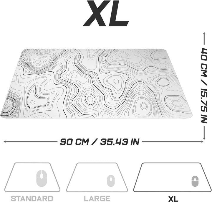 Sidorenko Gaming Mauspad XXL Weiss - Grosses Mousepad 900x400 mm - rutschfeste Schreibtischunterlage