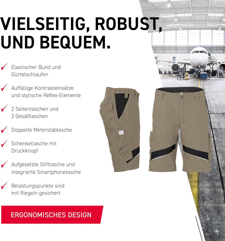 KÜBLER Workwear KÜBLER ACTIVIQ Arbeitsshorts beige, Grösse 56, Herren-Arbeitsshorts aus Mischgewebe,