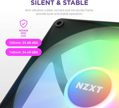 NZXT F120 RGB Core – 120 mm nabenmontierter RGB-Lüfter – 8 einzeln ansteuerbare LEDs – Halbtranspare
