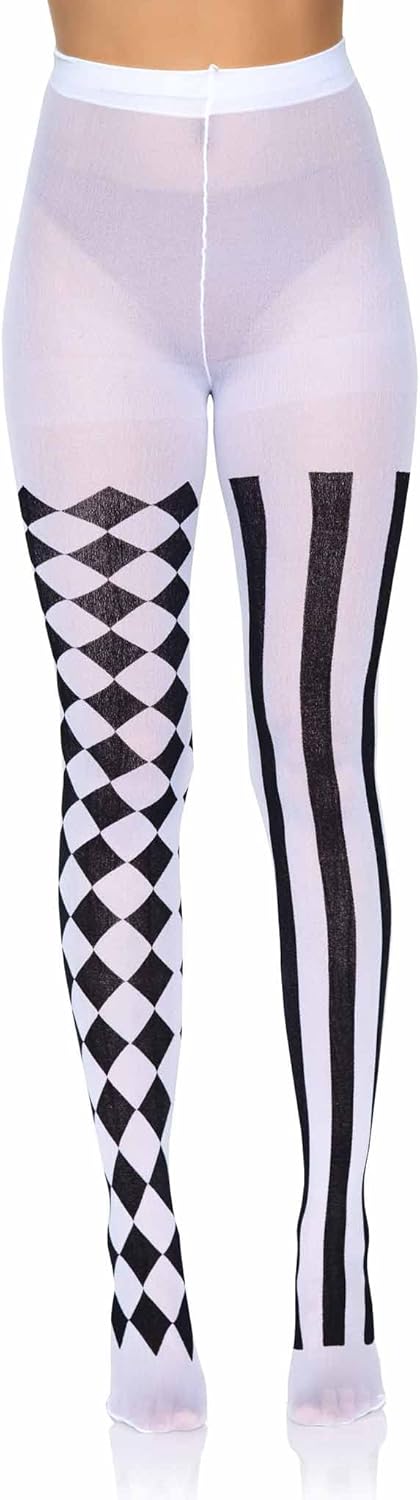 LEG AVENUE 7720 - Harlequin Pantyhose, Einheitsgrösse (EUR 36-40), Schwarz-Weiss, Schwarz-Weiss