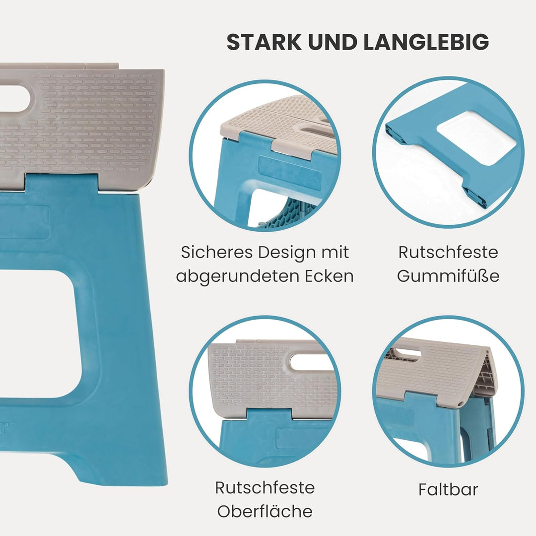 Vigar Kompakte Tritthocker Klappbar für Erwachsene, 27 cm, Klapphocker Faltbar 150 kg rutschfest, Le