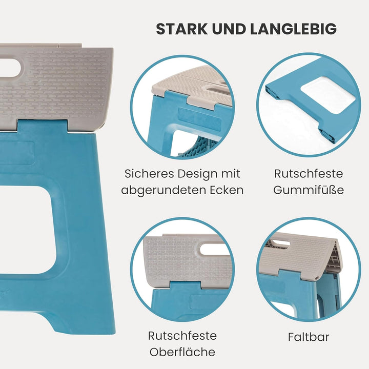 Vigar Kompakte Tritthocker Klappbar für Erwachsene, 27 cm, Klapphocker Faltbar 150 kg rutschfest, Le