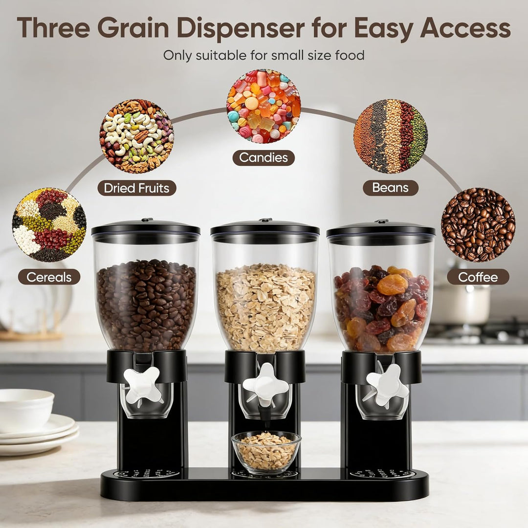 Cereal Dispenser Countertop 2L, Dreifacher Müslispender mit Drehverschluss 3er Set, Luftdichte Vorra