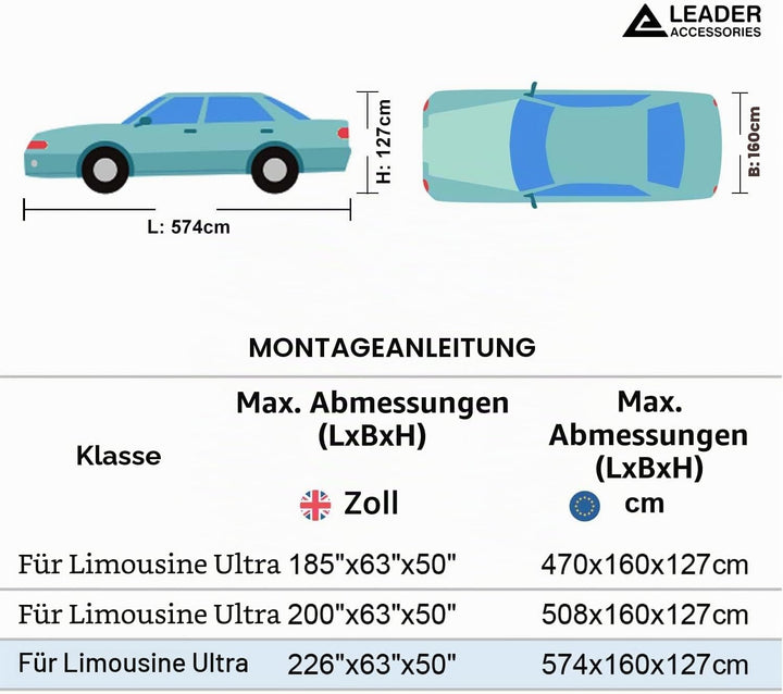 Leader Accessories 4-lagige atmungsaktive Vollgarage Autoplane leichte Ganzgarage Autoabdeckung für