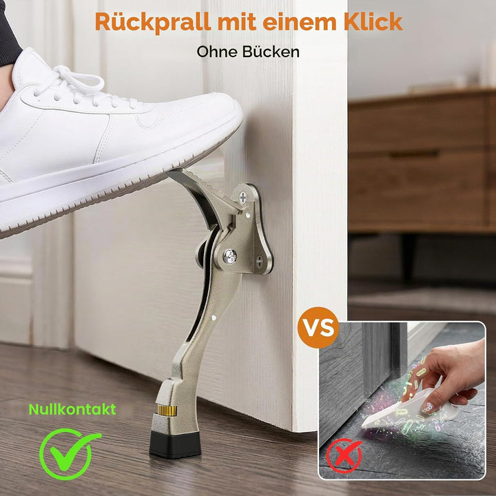 Türstopper, 2 Packungen Kickdown-Türstopper mit One-Touch, verstellbare Höhe und Gummispitze, 10,2 c