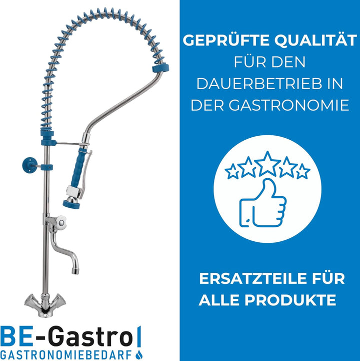 BE-GASTRO I Profi Gastro Geschirrbrause Einloch "Premium" Drehgriff blau inkl. Wasserhahn, Mischbatt