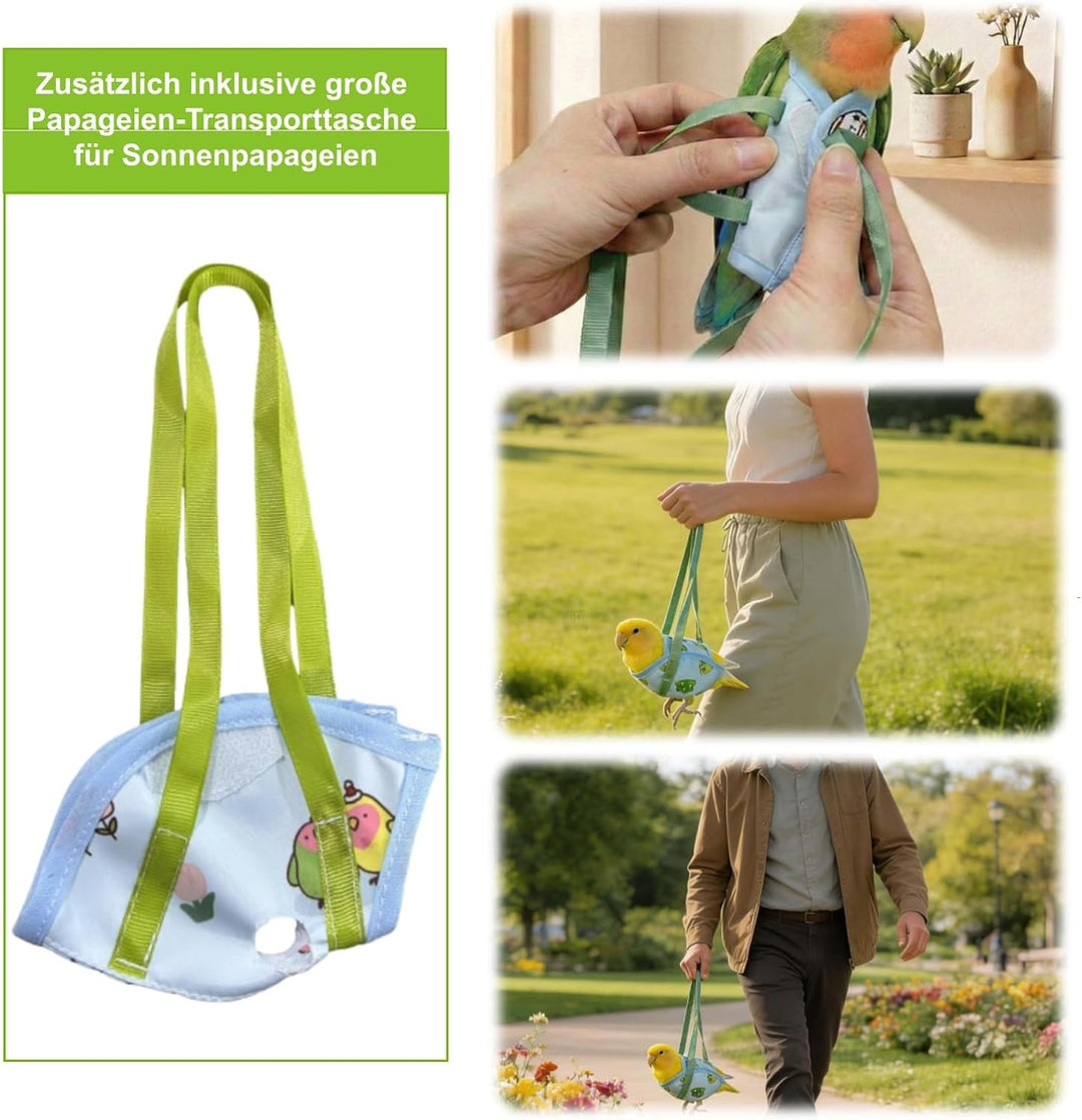 Tragetasche für Vögel mit Ständer und Tablett aus Stahl
