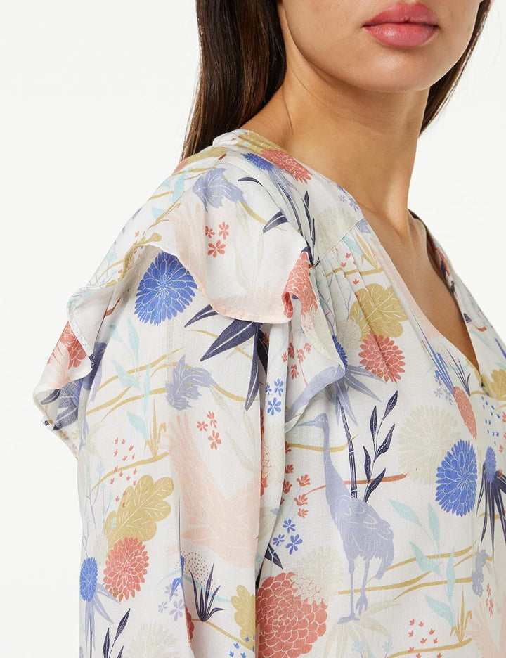 MUSTANG Damen Langarm-Bluse Bluse 38 2311_crane_print 12388, 38 2311_crane_print 12388