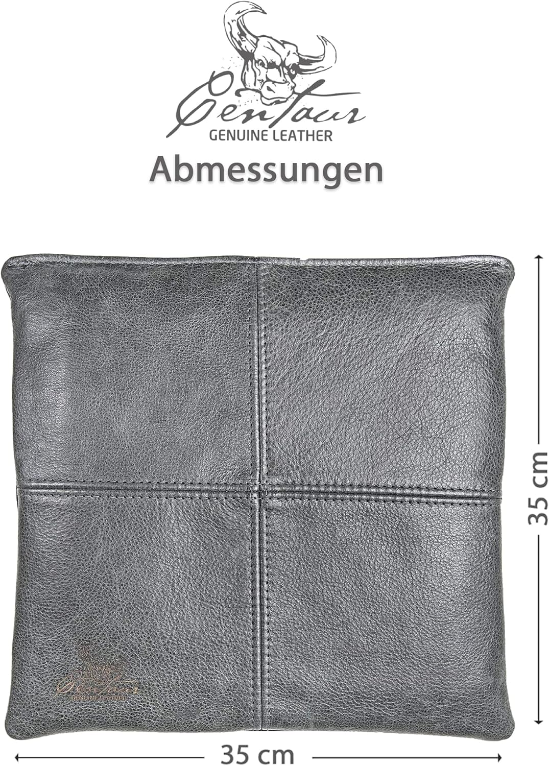 Centaur - Hochwertiges Leder Sitzkissen - Basaltgrau 35x35 cm - Ideal für Stuhl oder Sitzbank - Abwa