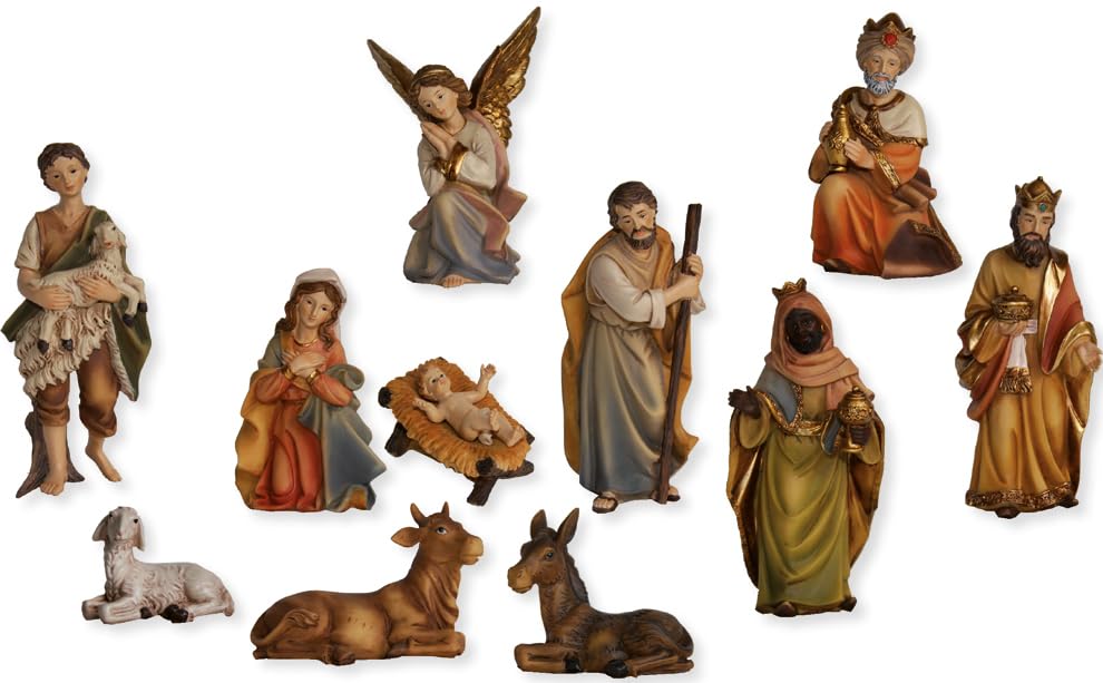 FADEDA 11x Markus-Krippenfiguren/Höhe:7 cm/handbemalt/detailgetreue Krippen Figuren - Weihnachten Ti