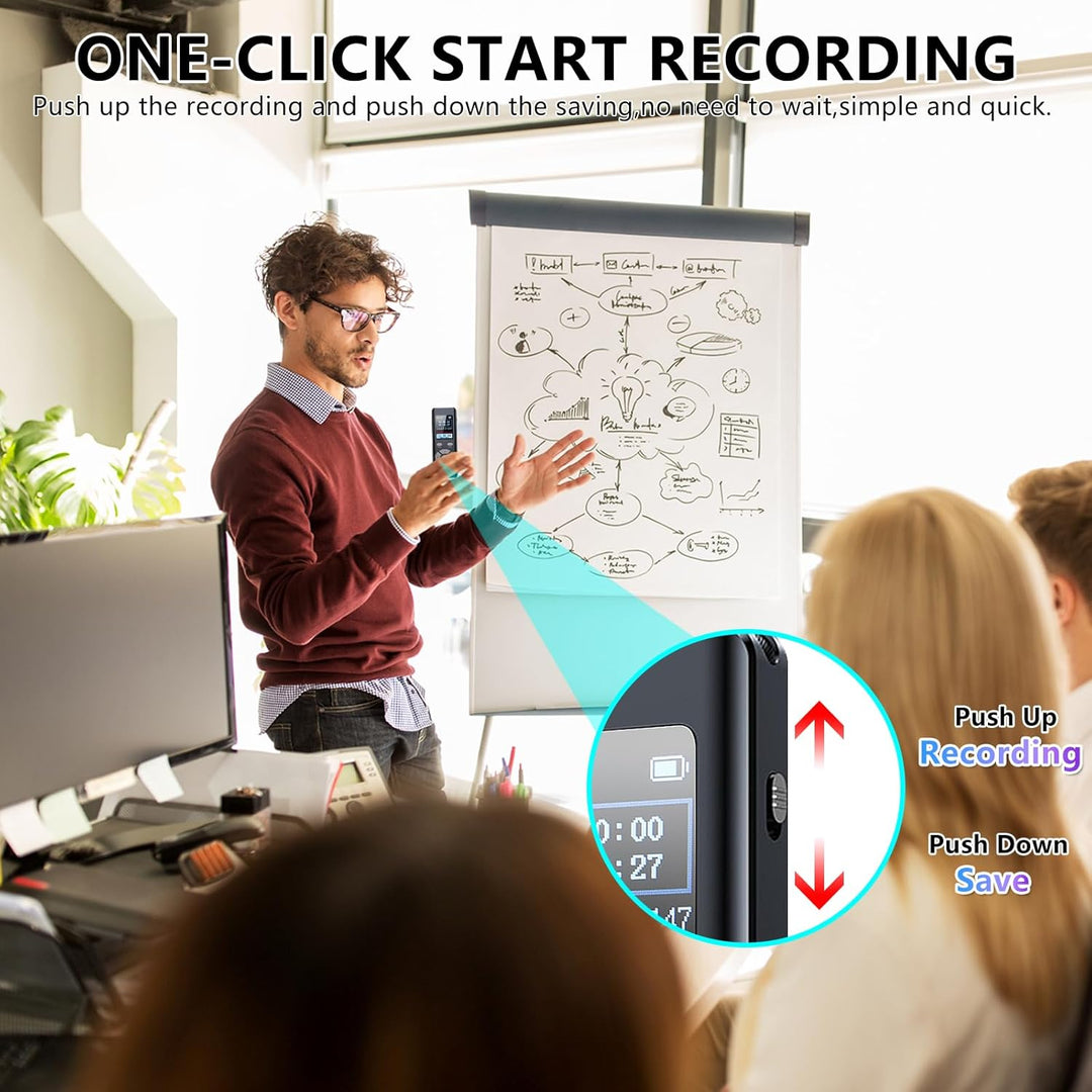 Digitales Diktiergerät mit MP3-Player, 64 GB, für Meetings, Interviews und Vorlesungen, A-B-Loop-Wie