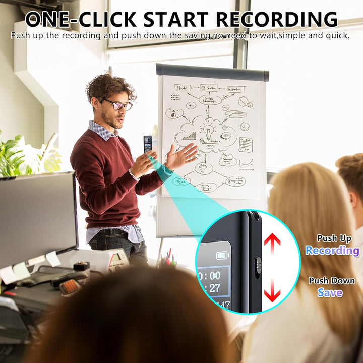 Digitales Diktiergerät mit MP3-Player, 64 GB, für Meetings, Interviews und Vorlesungen, A-B-Loop-Wie
