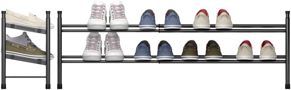 TZAMLI Ausziehbar Schuhregal mit 2 Ebenen zur Aufbewahrung von bis zu 12 Paar Schuhen, Verstellbarer