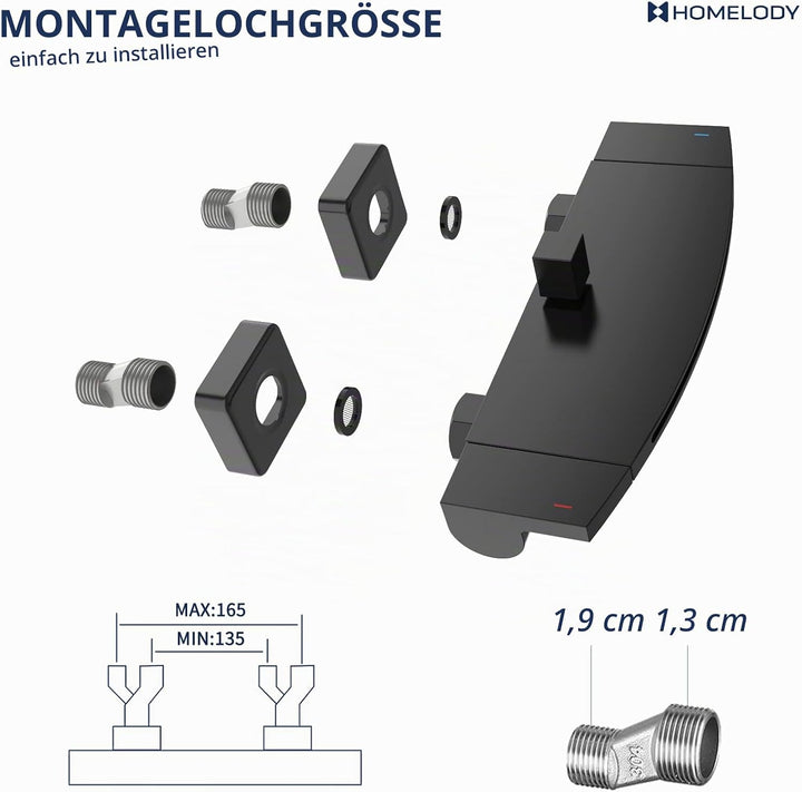 HOMELODY Schwarz Badewannenarmatur Wasserfall Armatur Badewanne Mischbatterie mit Brause Wannenarmat