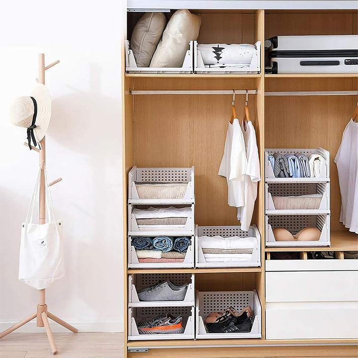 Yorbay Schubladenbox, 3er Set, Stapelbare Kleiderschrank Organizer, Regal Aufbewahrungsbox, Trennwan