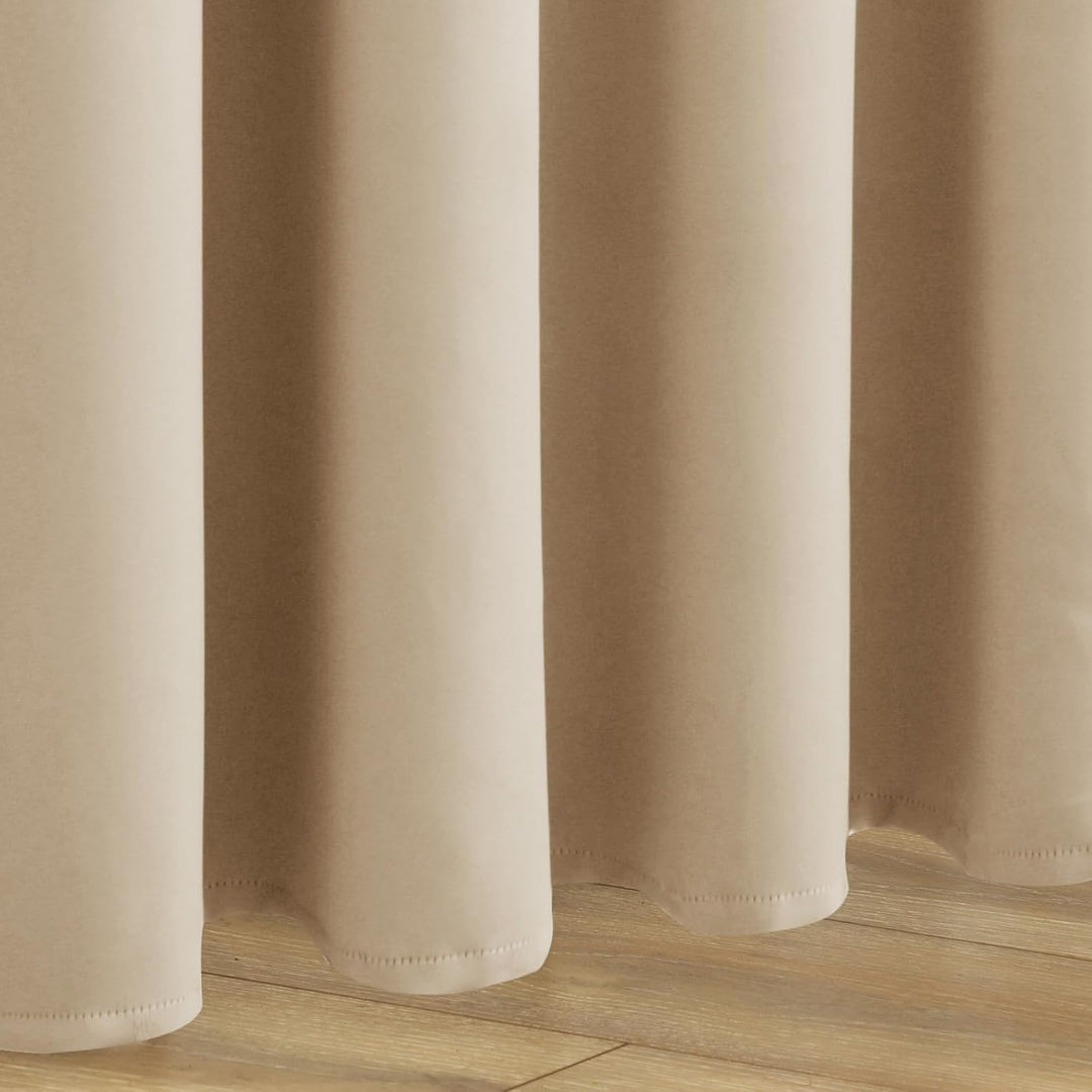 JIUZHEN Blickdicht Vorhänge Gardinen Ösenvorhang für Schlafzimmer Wohnzimmer,Beige Verdunkelungsvorh