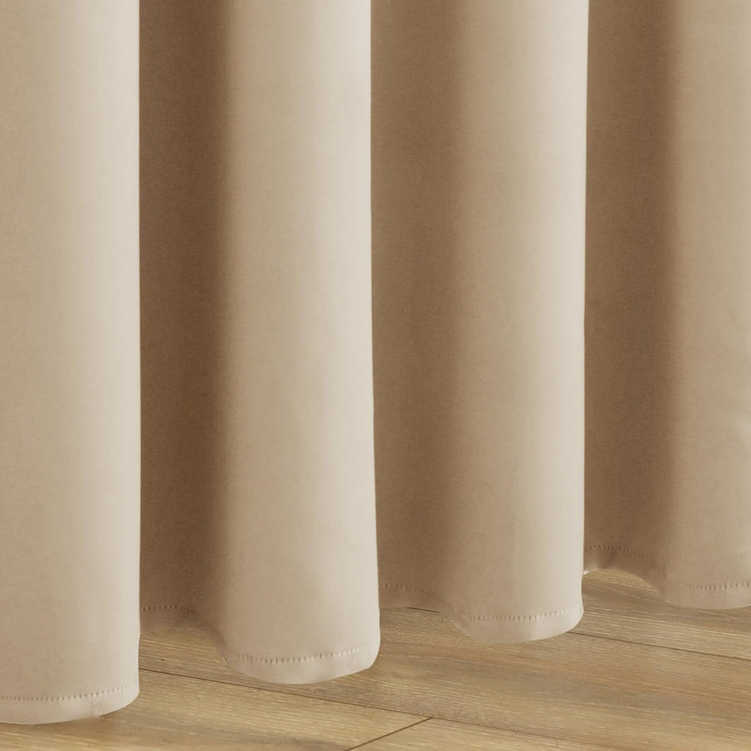 JIUZHEN Blickdicht Vorhänge Gardinen Ösenvorhang für Schlafzimmer Wohnzimmer,Beige Verdunkelungsvorh