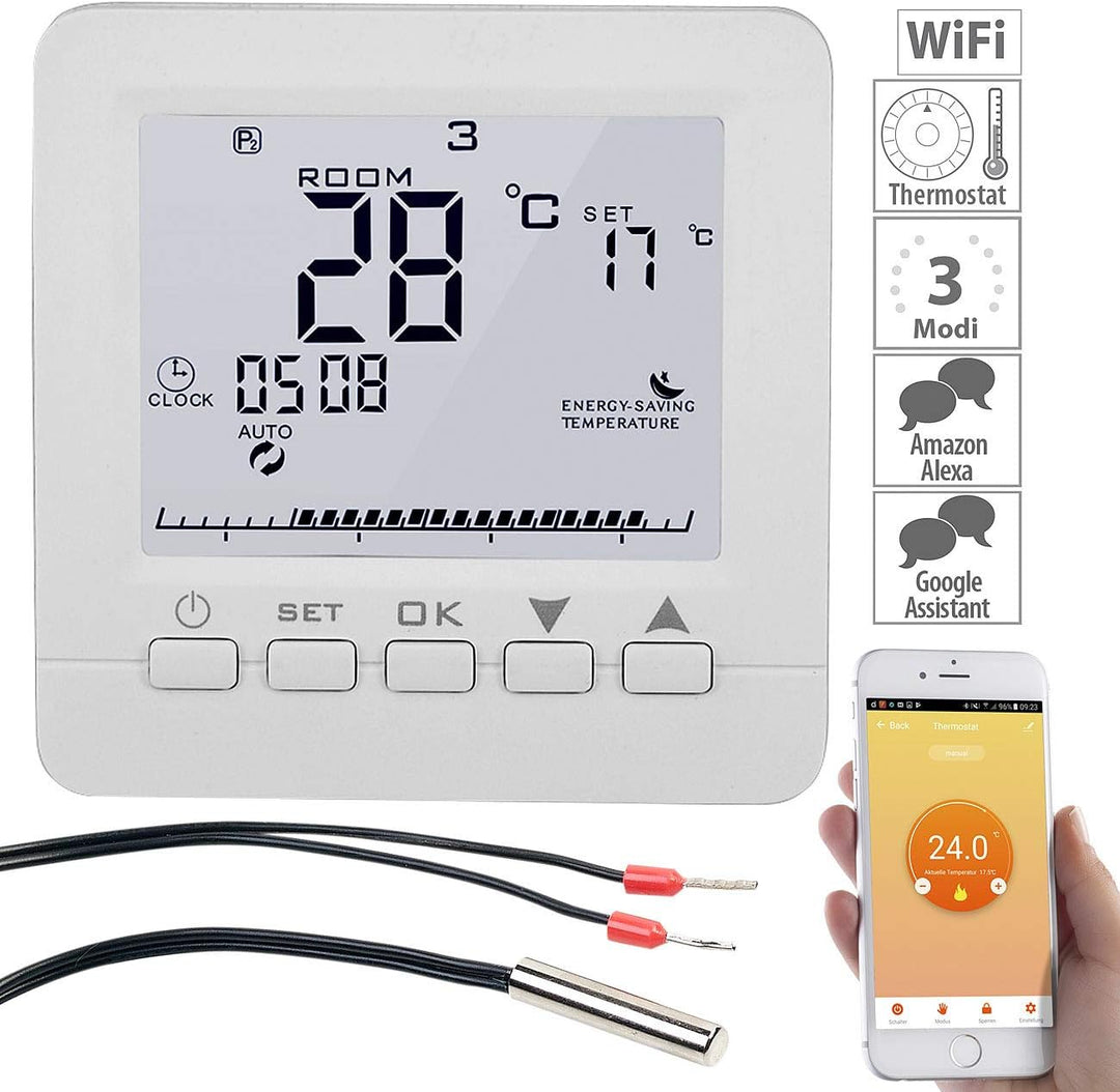 revolt Raumthermostat Alexa: WLAN-Fussbodenheizung-Thermostat, für Siri, Alexa & Google Assistant (H