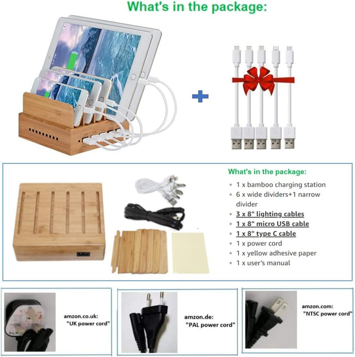 Yisen Handy Ladestation USB Ladegerät mehrfach Ladestation für mehrere Geräte Smartphone, Tablets (m