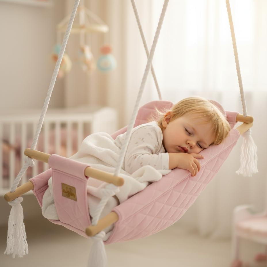 BlueKitty Wiege; Schaukel; Liegestuhl für Kinder; Babyschaukel; Kinderschaukel mit Kissen; Schaukel