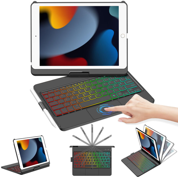 CC Store Hülle mit Tastatur für iPad 10.2, 360° Drehbare Touchpad Tastatur für iPad 9/8/7 Generation