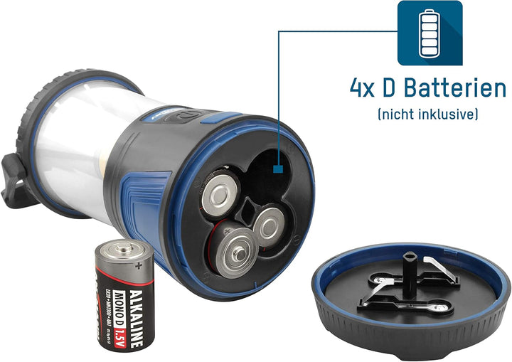 ANSMANN Campinglampe LED Campingleuchte Camping Laterne Licht 600 Lumen, 360°-Strahlwinkel, stufenlo