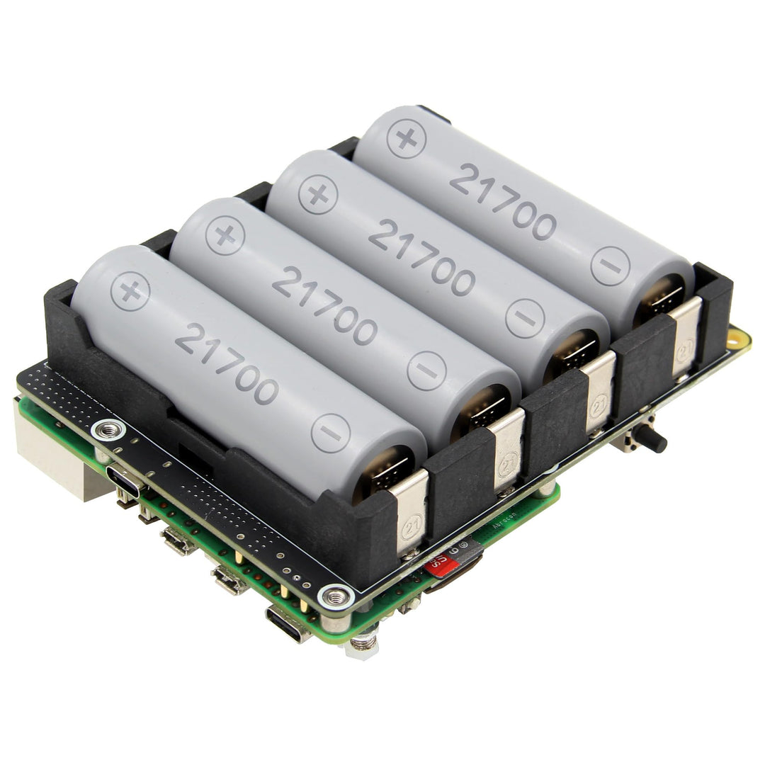 Geekworm X1206 4-Cell 5V UPS Shiled for Raspberry Pi 5, Max 5.1V 6A Output|Auto Power On|Safe Shutdo