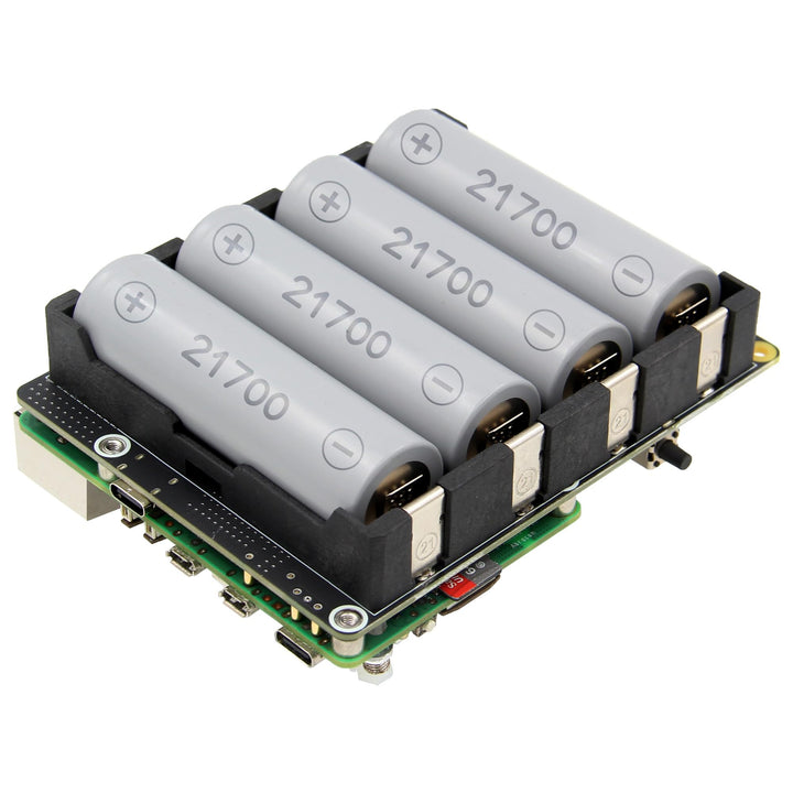 Geekworm X1206 4-Cell 5V UPS Shiled for Raspberry Pi 5, Max 5.1V 6A Output|Auto Power On|Safe Shutdo