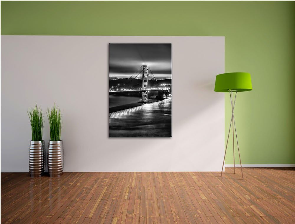 Pixxprint Golden Gate Bridge in New York / 100x70cm Leinwandbild bespannt auf Holzrahmen/Wandbild Ku