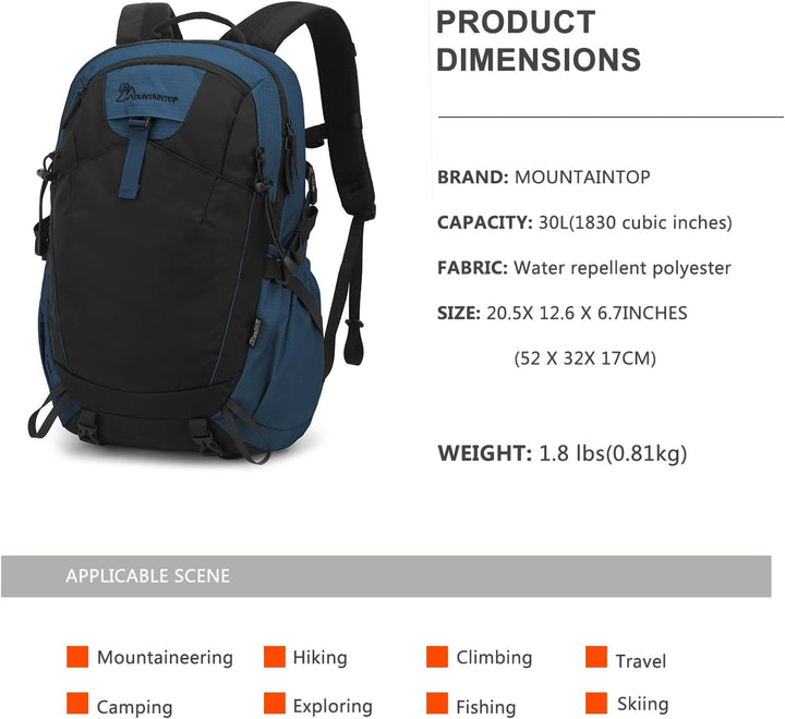 Mountaintop 30L/40L Wanderrucksack Herren Damen Daypack für Alltag und Outdoor, Tageswanderungen und