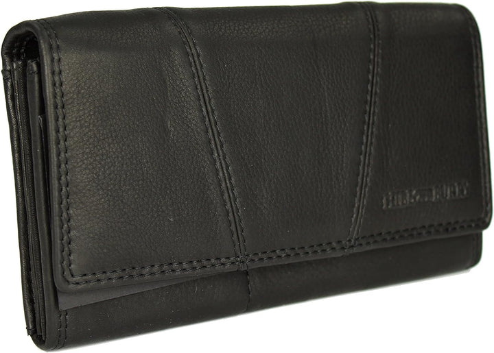 Vintage Leder Damen Geldbörse Portemonnaie Geldbeutel Portmonee aus weichem Leder mit RFID in schwar