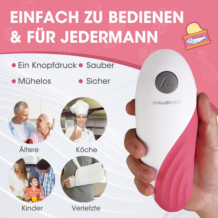 HAUSHOF Elektrischer Dosenöffner, One Touch Dosenöffner, Automatische 360°-Drehung & Automatischer S