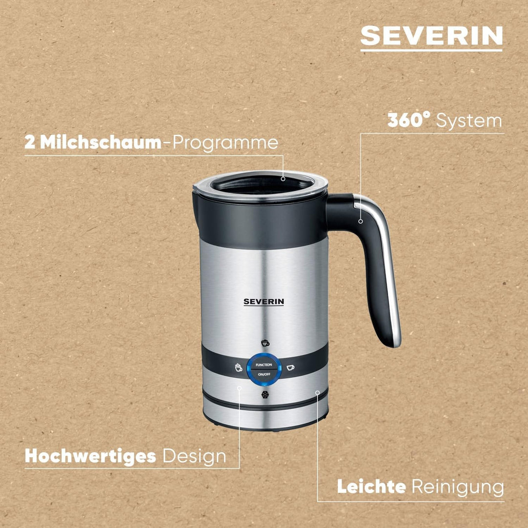 SEVERIN Milchaufschäumer, elektrischer Milchaufschäumer mit Antihaft-Beschichtung, Milchschäumer für