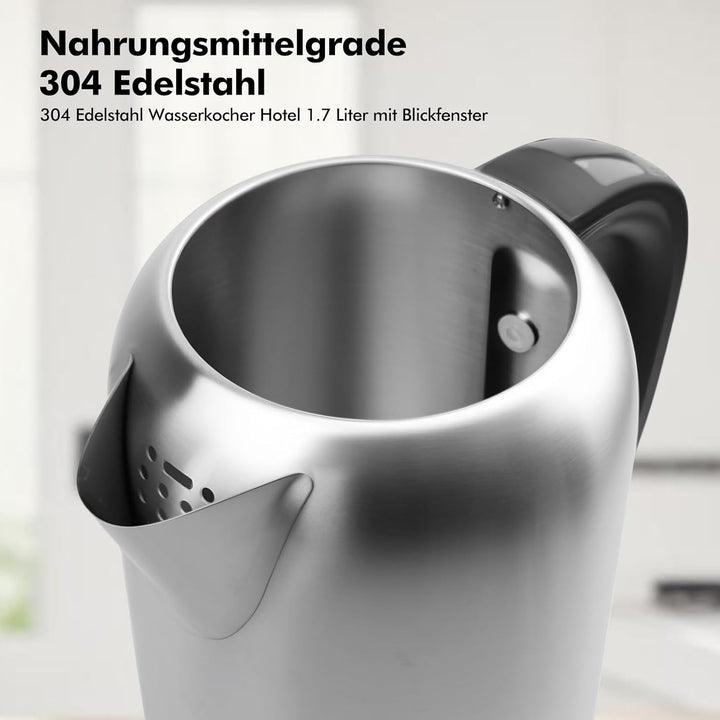 Wasserkocher mit Temperatureinstellung (45°C-90°C) Wasser Kocher Edelstahl 1,7 Liter Teekocher 100%