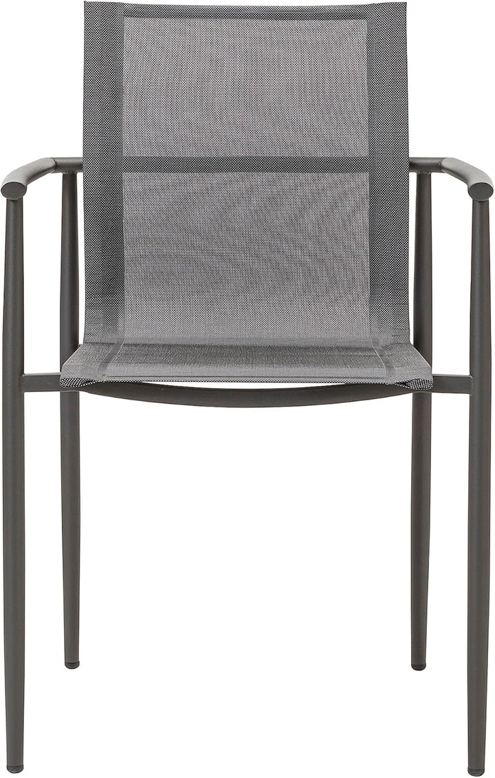 Dehner Gartenstuhl Lille, stapelbar, 85 x 56 x 56.5 cm, Edelstahl/Textilene, anthrazit/grau Modern,