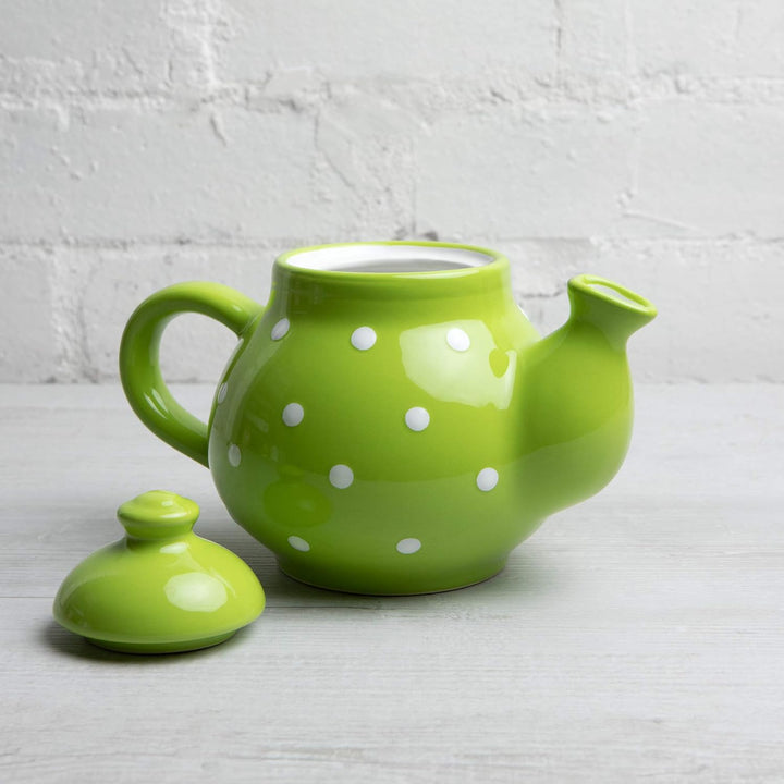 City to Cottage® - Teekanne Kaffeekanne für 2 Tassen | Grün und Weiss | Polka Dots | Handgemacht | T