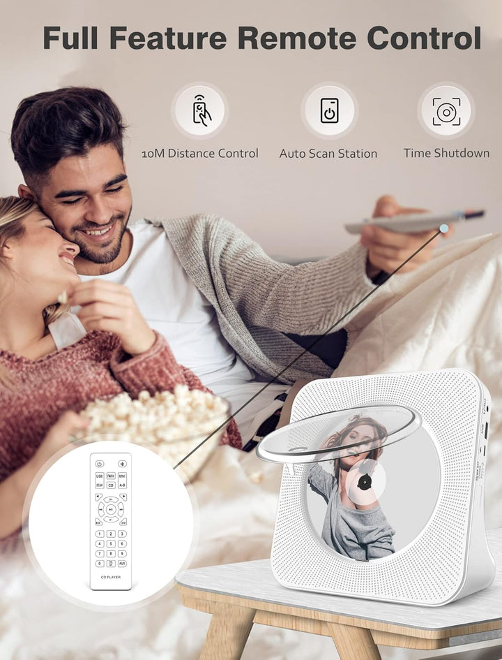4000 mAh wiederaufladbarer CD Player Bluetooth 5.0 mit Radio 5W Dual Lautsprecher Wiedergabeleuchte
