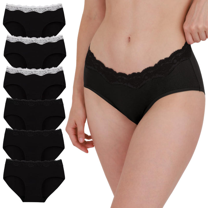 INNERSY Unterhosen Damen Baumwolle Slips Mehrpack Hipster Bequem Unterwäsche 6er Pack 36 6 Klassisch