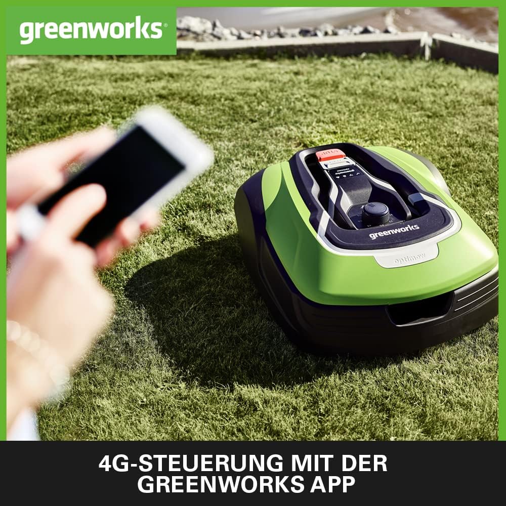 Greenworks Optimow 15 Rasenmäherroboter für Rasenflächen bis 1500 m2 mit 35 % Gefälle, extrem leise,