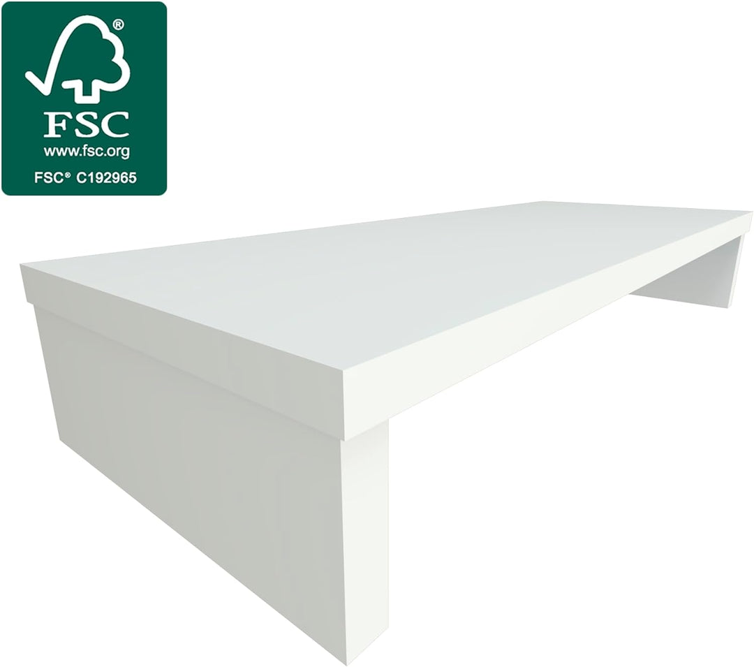Henor Riser-Halterung für TV aus FSC® Holz 90 x 35 x 15 cm weiss Unterstützt 60 kg. 90x35x15 Weiss M