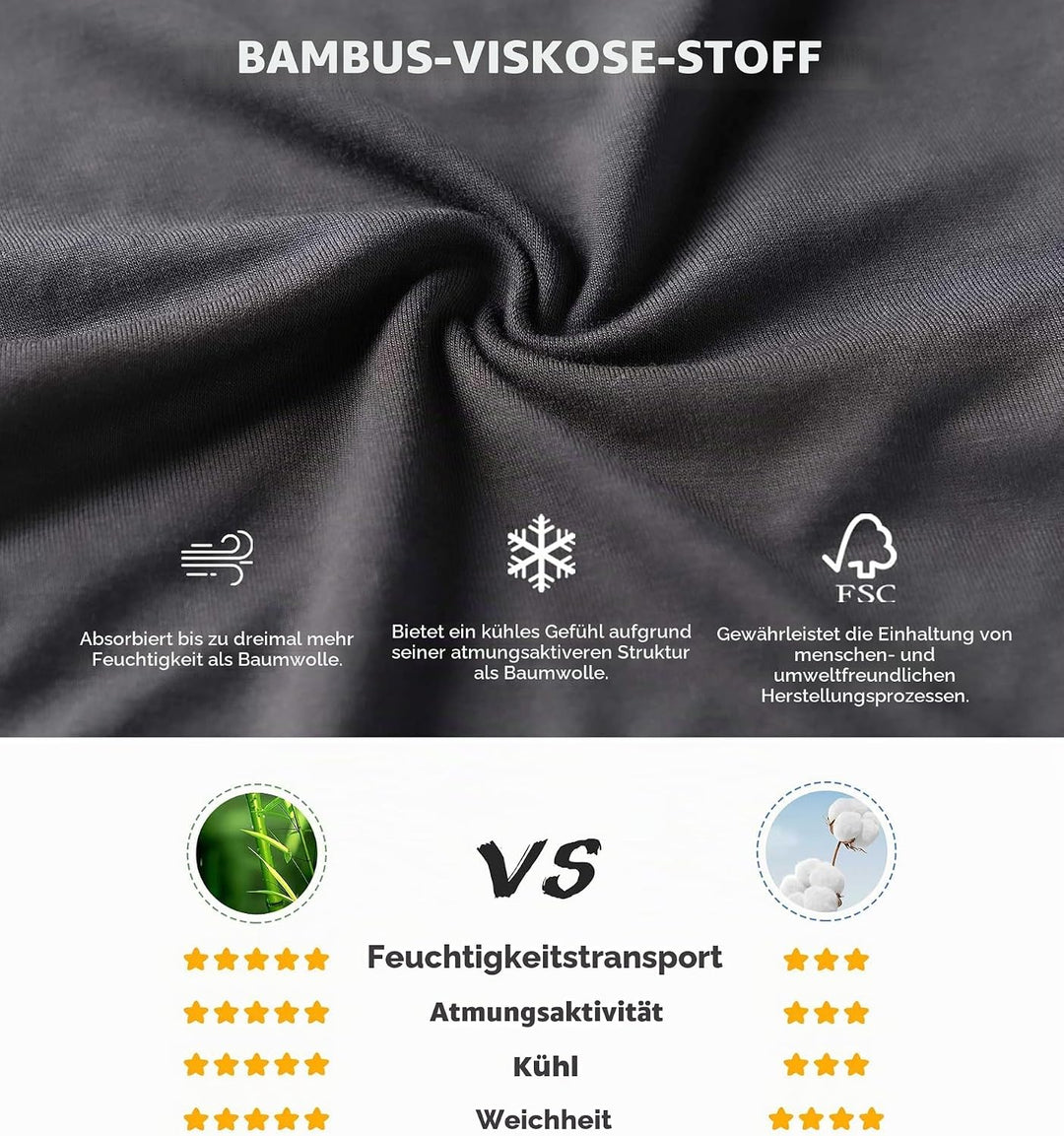 Separatec Herren Boxershorts, Herren Unterhosen aus Bambus-Viskose, atmungsaktiv und weich, Doppelbe