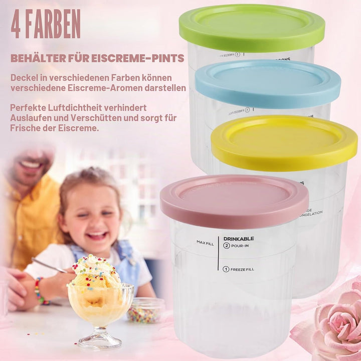 4er-Set Creami Behälter für die Ninja Creami Eismaschine, Creami Deluxe Behälter/Becher für Ninja Ei
