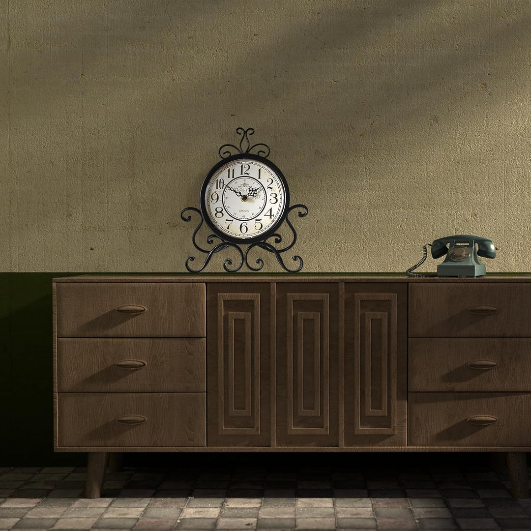 HZDHCLH Retro Silent Roman Tischuhr für Wohnzimmer Schlafzimmer Büro Kunst-Schreibtischuhr（pures Sch